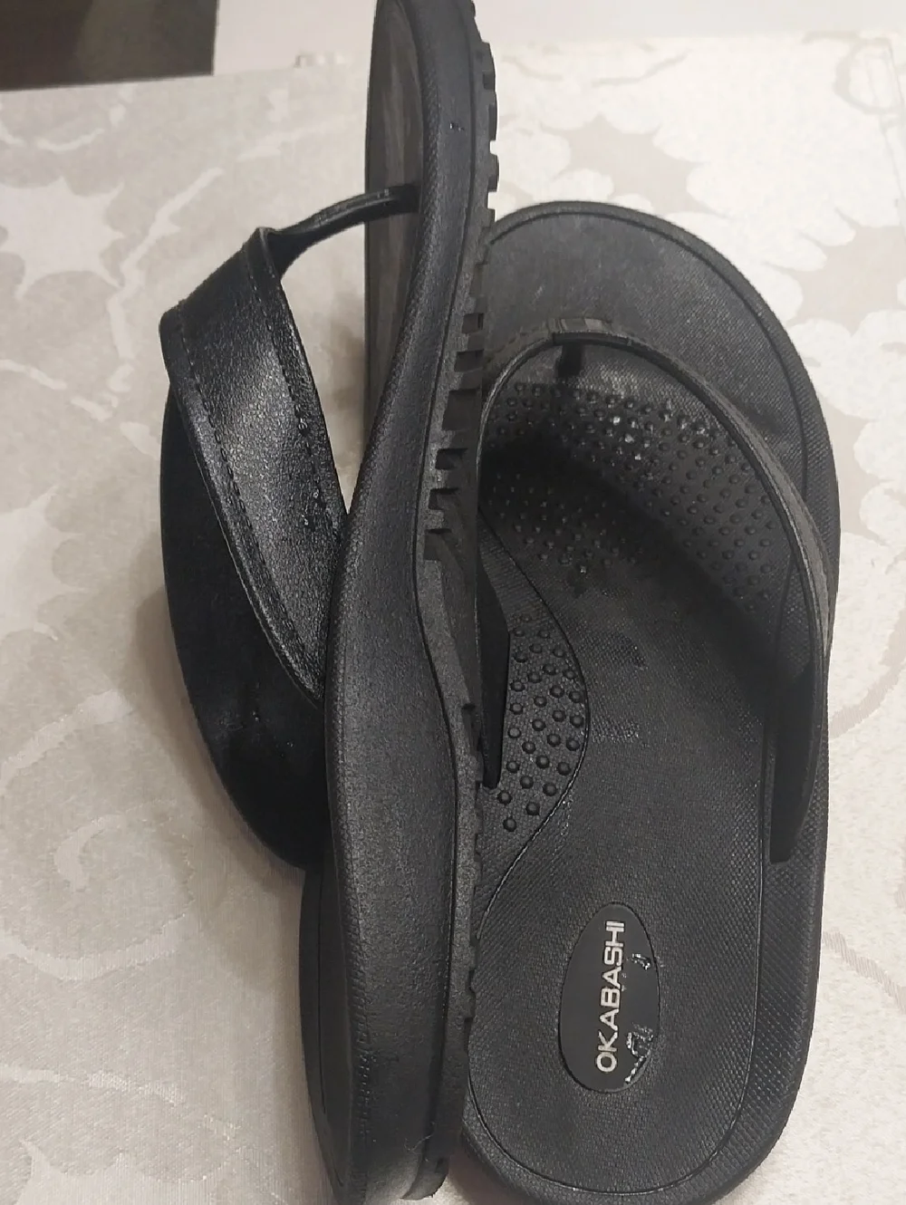 Okabashi Men's Mariner Flip Flop Sandals Size XL Black Comfort Arch Support